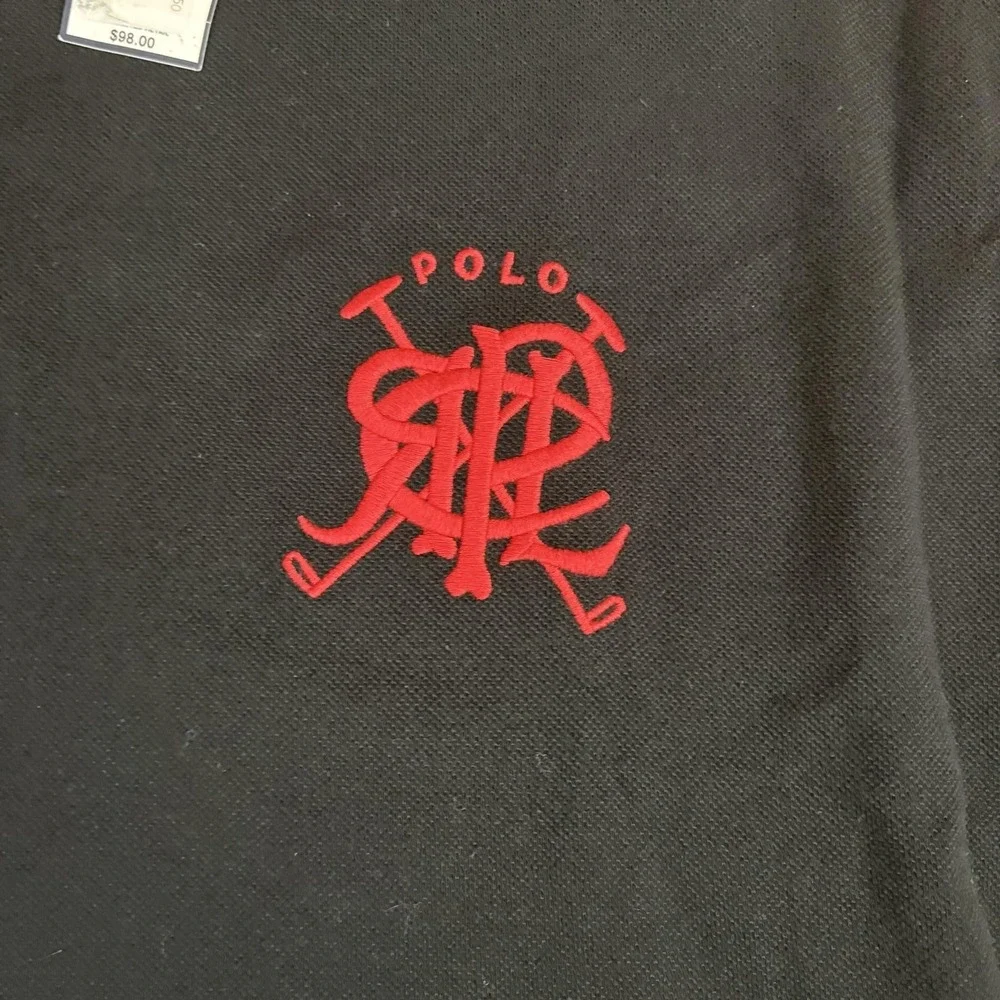 Polo Ralph Lauren Crest Polo Shirt Mens 2X Big Tall Black Red Logo Short Sleeve
